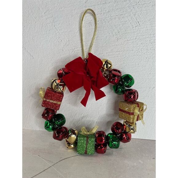Christmas Jingle Bell Wreath Multicolor Holiday Door Decoration - Picture 12 of 15
